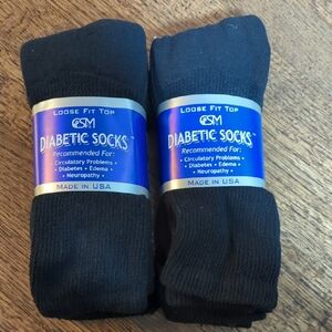 NWT CSM 2 Packs (6 Total) Cotton Black King Size (13-15) Diabetic Socks
